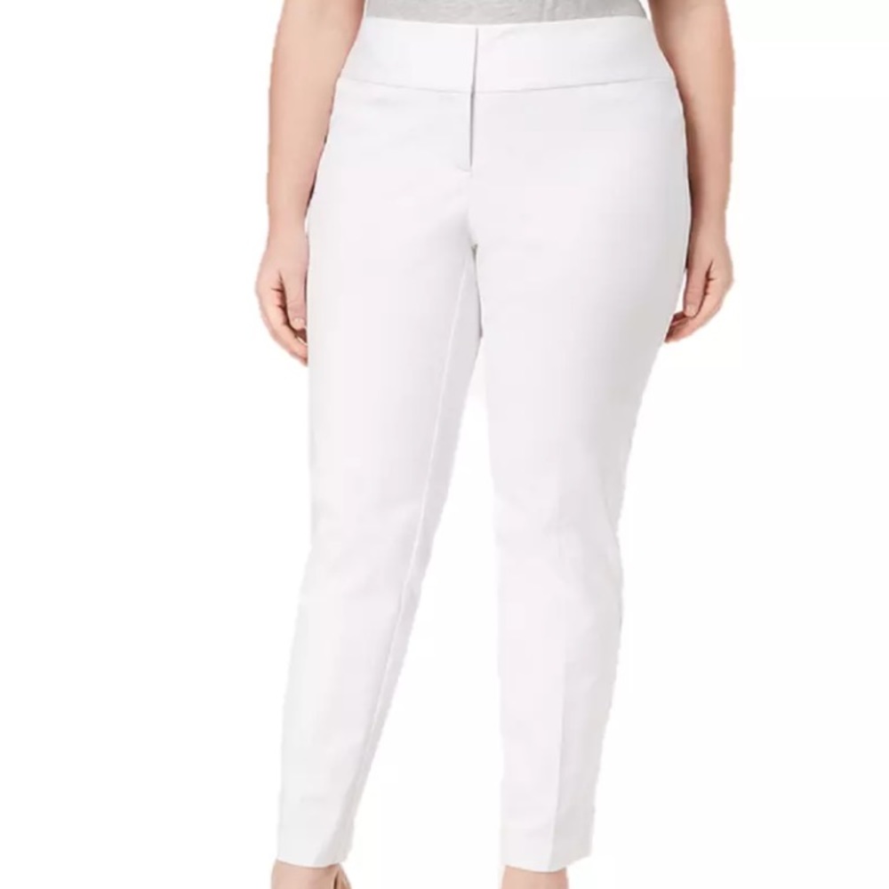 Alfani Tummy Control White Pants Plus size slim leg high rise